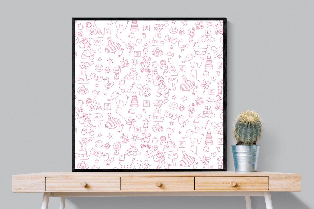Pink Pattern-Wall_Art-100 x 100cm-Mounted Canvas-Black-Pixalot