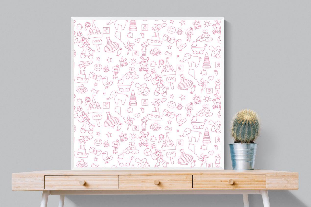 Pink Pattern-Wall_Art-100 x 100cm-Mounted Canvas-White-Pixalot