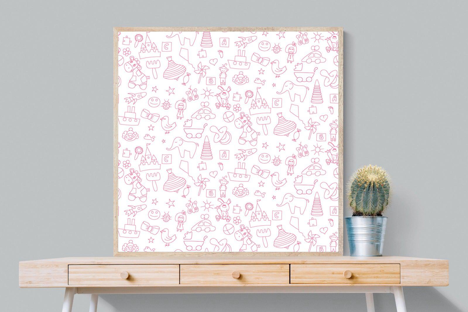 Pink Pattern-Wall_Art-100 x 100cm-Mounted Canvas-Wood-Pixalot