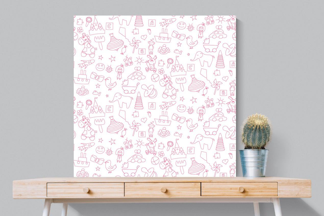 Pink Pattern-Wall_Art-100 x 100cm-Mounted Canvas-No Frame-Pixalot