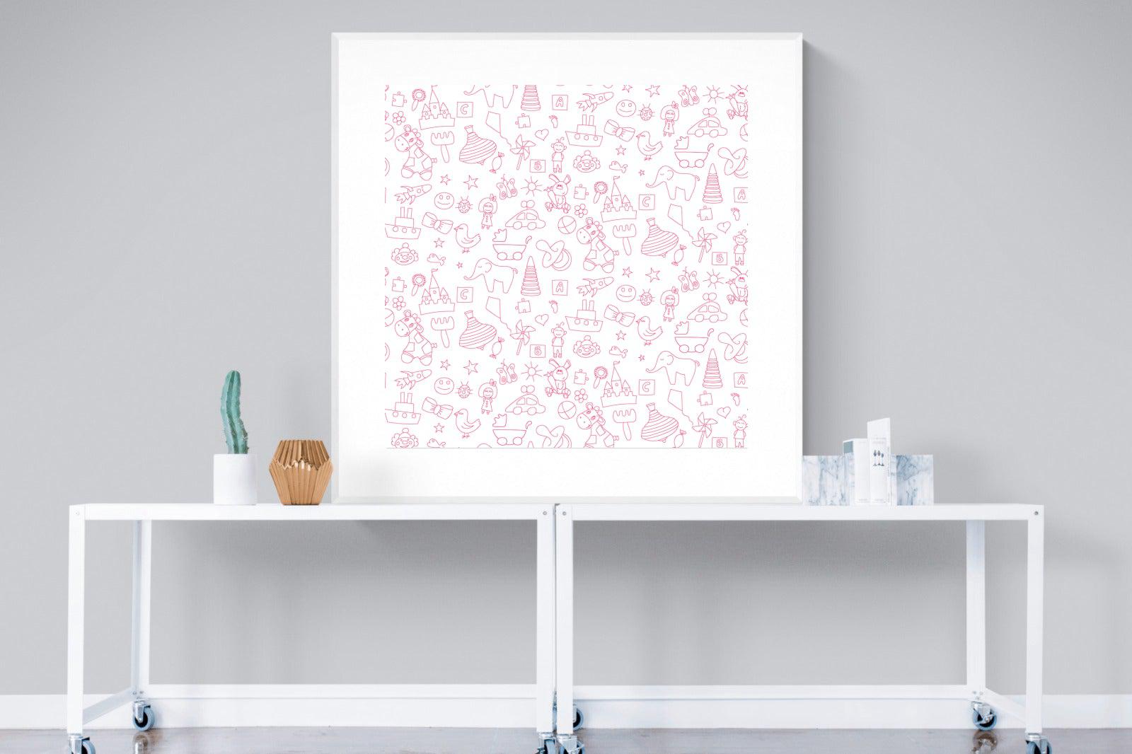 Pink Pattern-Wall_Art-120 x 120cm-Framed Print-White-Pixalot