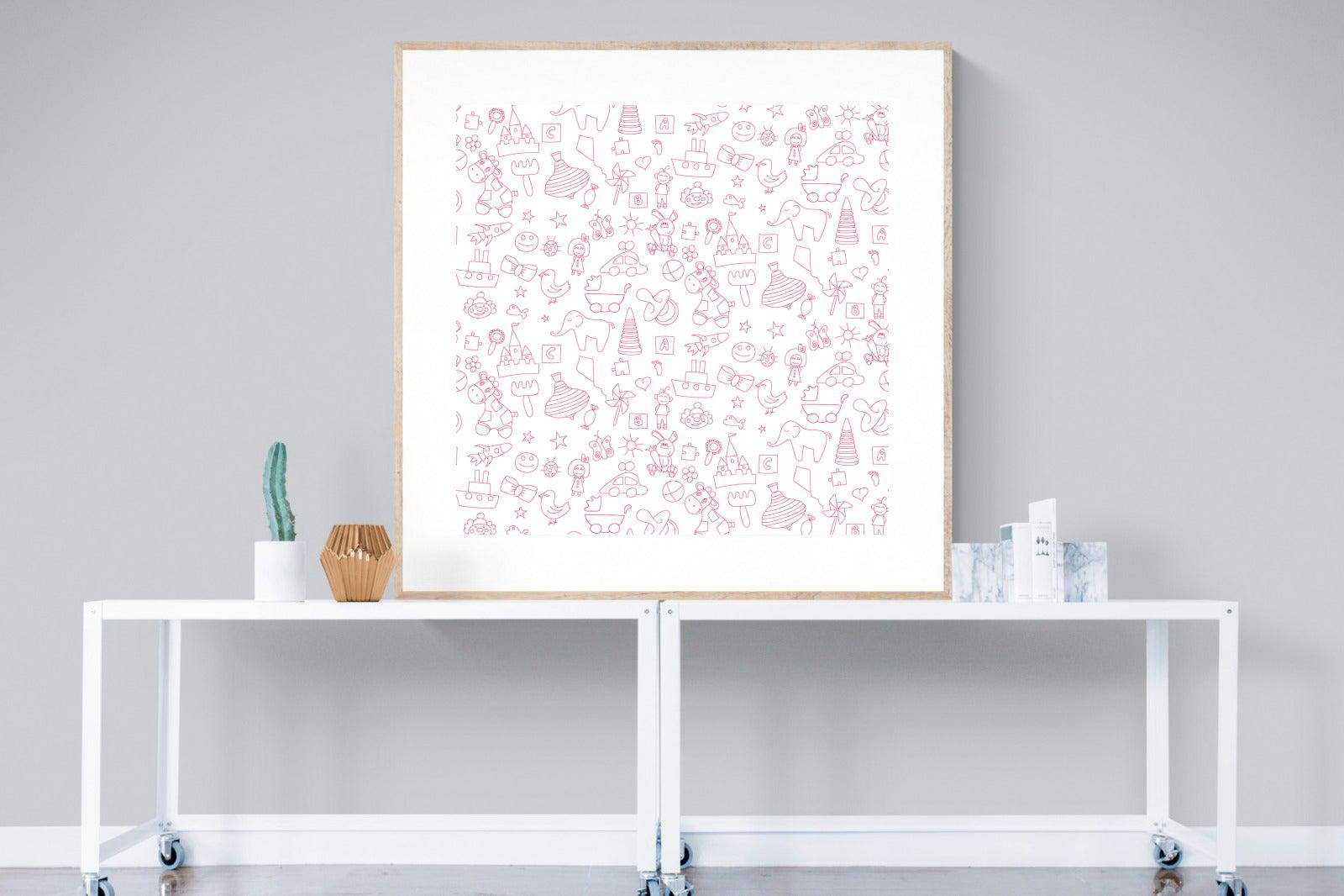 Pink Pattern-Wall_Art-120 x 120cm-Framed Print-Wood-Pixalot