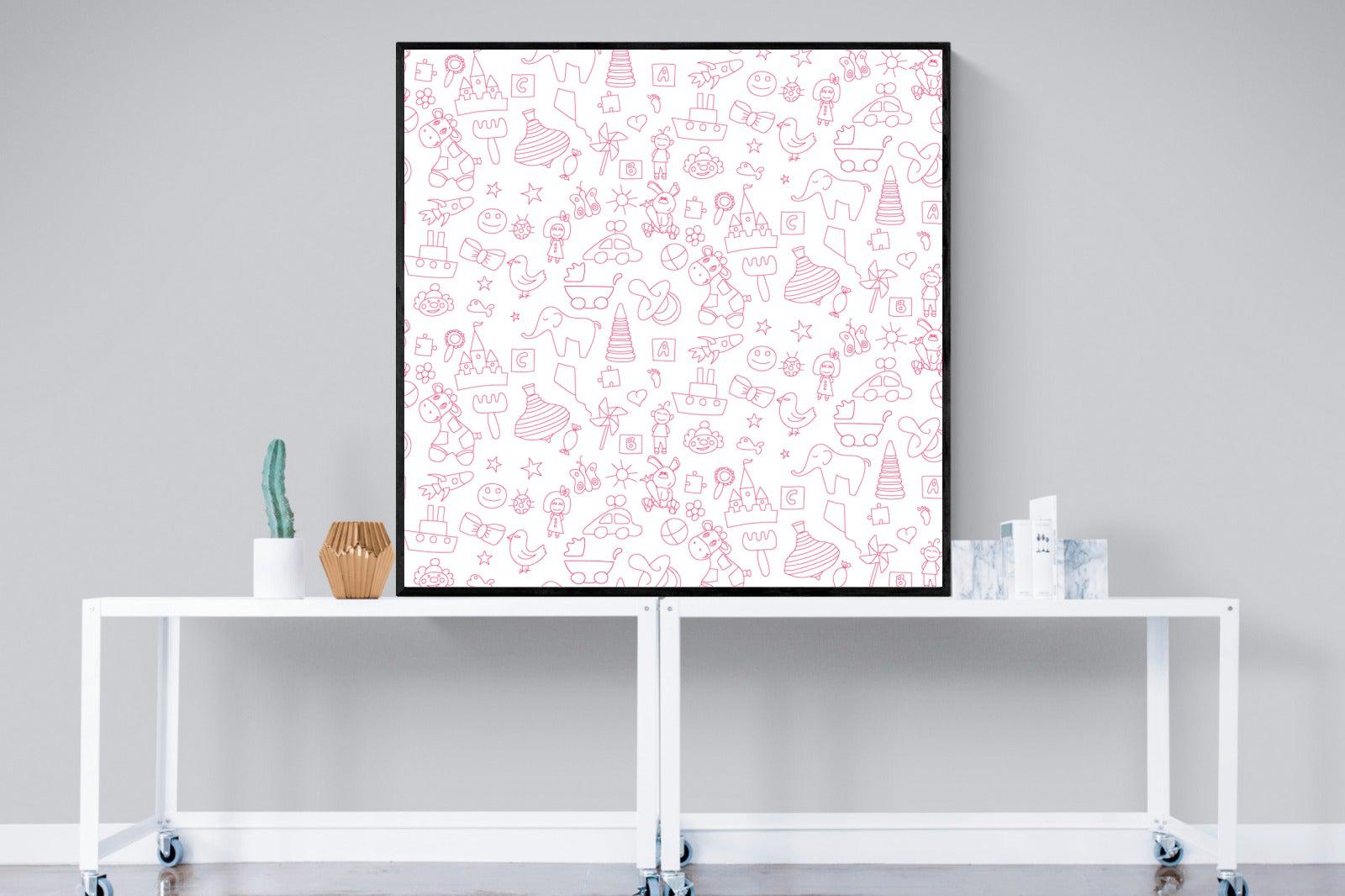 Pink Pattern-Wall_Art-120 x 120cm-Mounted Canvas-Black-Pixalot