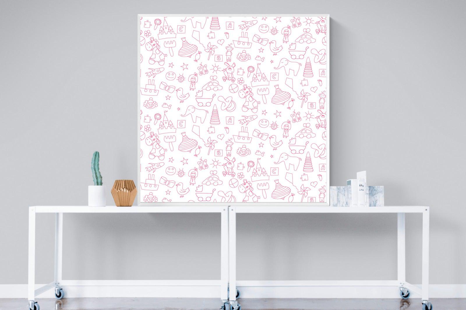 Pink Pattern-Wall_Art-120 x 120cm-Mounted Canvas-White-Pixalot