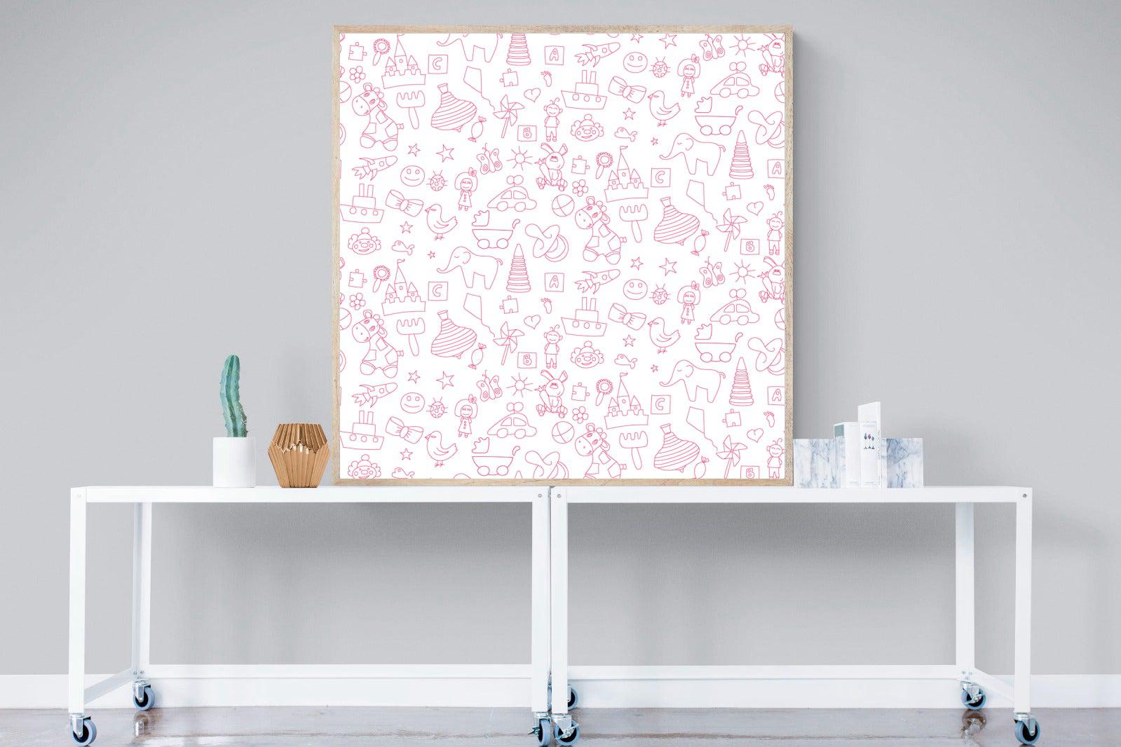 Pink Pattern-Wall_Art-120 x 120cm-Mounted Canvas-Wood-Pixalot