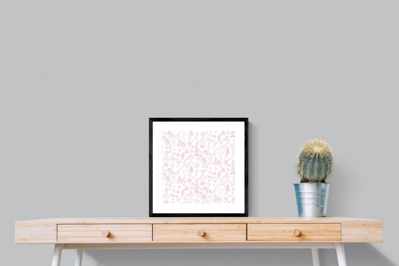 Pink Pattern-Wall_Art-50 x 50cm-Framed Print-Black-Pixalot
