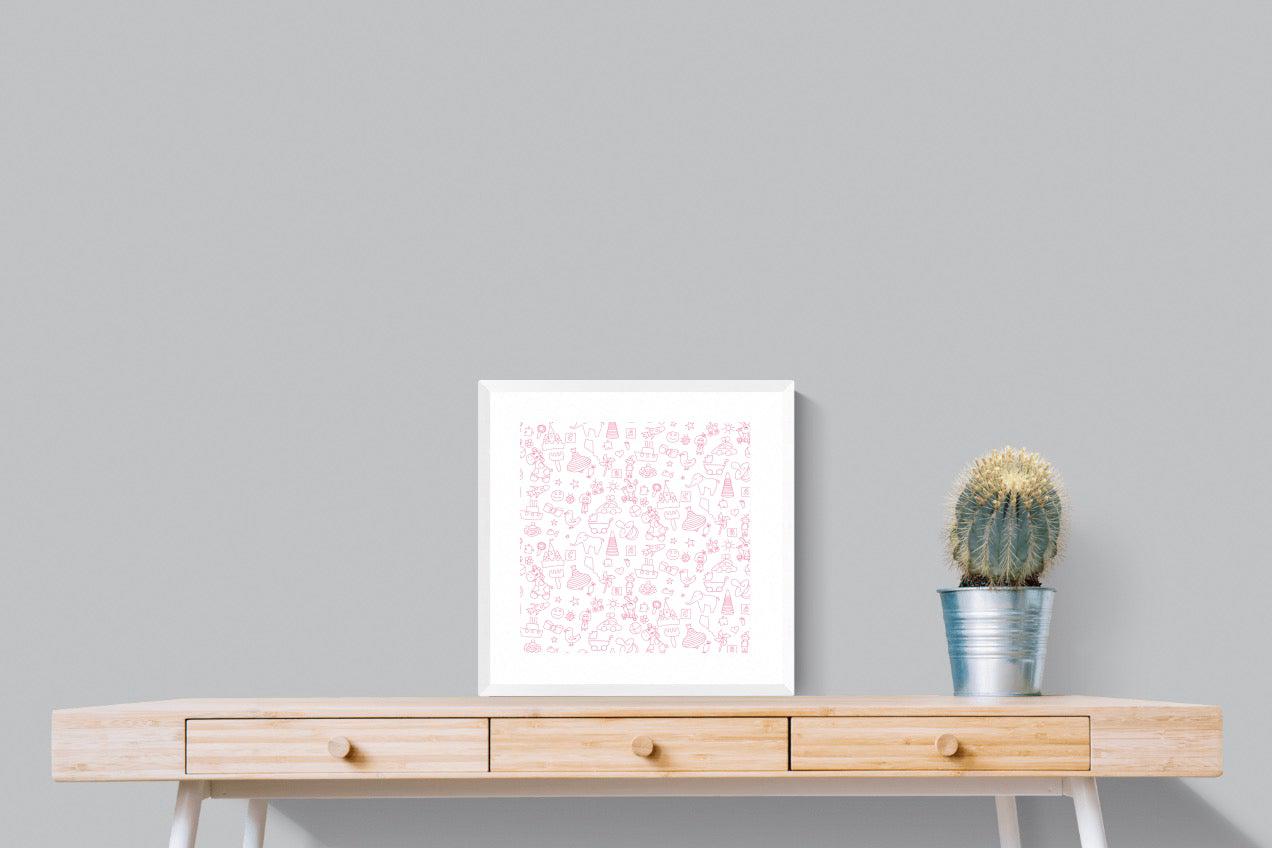 Pink Pattern-Wall_Art-50 x 50cm-Framed Print-White-Pixalot