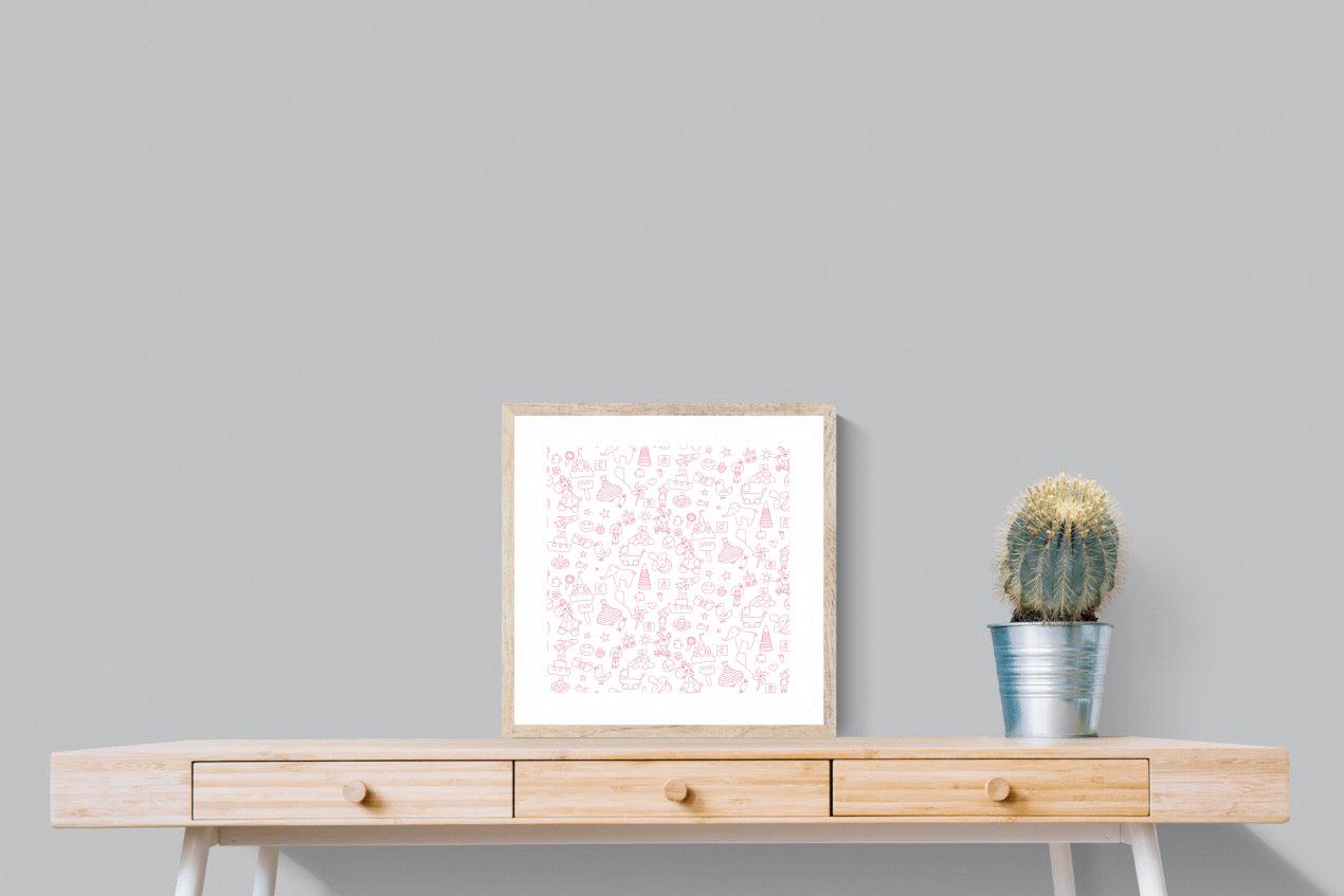 Pink Pattern-Wall_Art-50 x 50cm-Framed Print-Wood-Pixalot