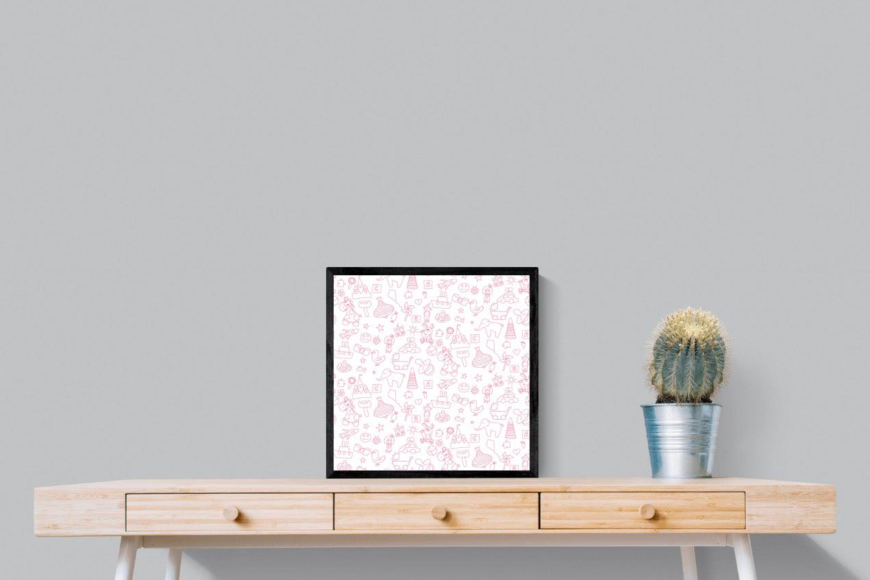 Pink Pattern-Wall_Art-50 x 50cm-Mounted Canvas-Black-Pixalot