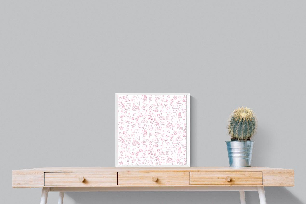 Pink Pattern-Wall_Art-50 x 50cm-Mounted Canvas-White-Pixalot
