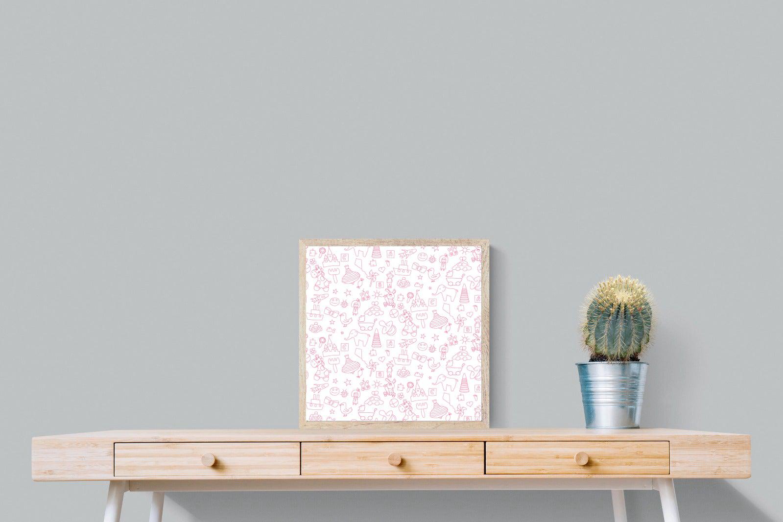 Pink Pattern-Wall_Art-50 x 50cm-Mounted Canvas-Wood-Pixalot