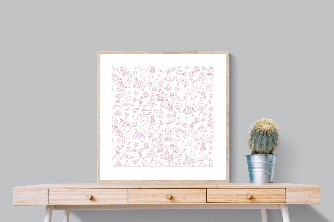 Pink Pattern-Wall_Art-80 x 80cm-Framed Print-Wood-Pixalot