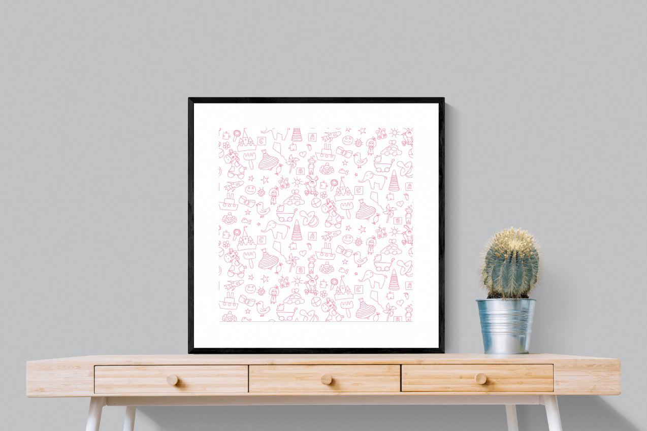 Pink Pattern-Wall_Art-80 x 80cm-Framed Print-Black-Pixalot