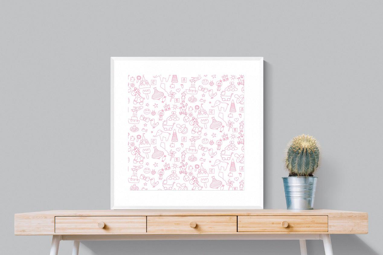 Pink Pattern-Wall_Art-80 x 80cm-Framed Print-White-Pixalot