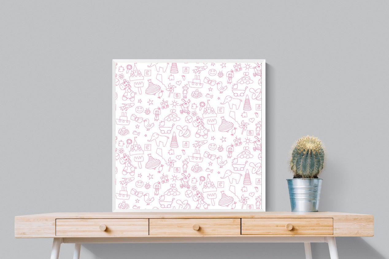 Pink Pattern-Wall_Art-80 x 80cm-Mounted Canvas-White-Pixalot