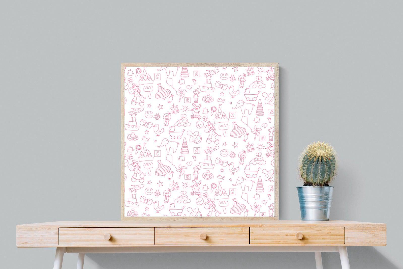 Pink Pattern-Wall_Art-80 x 80cm-Mounted Canvas-Wood-Pixalot