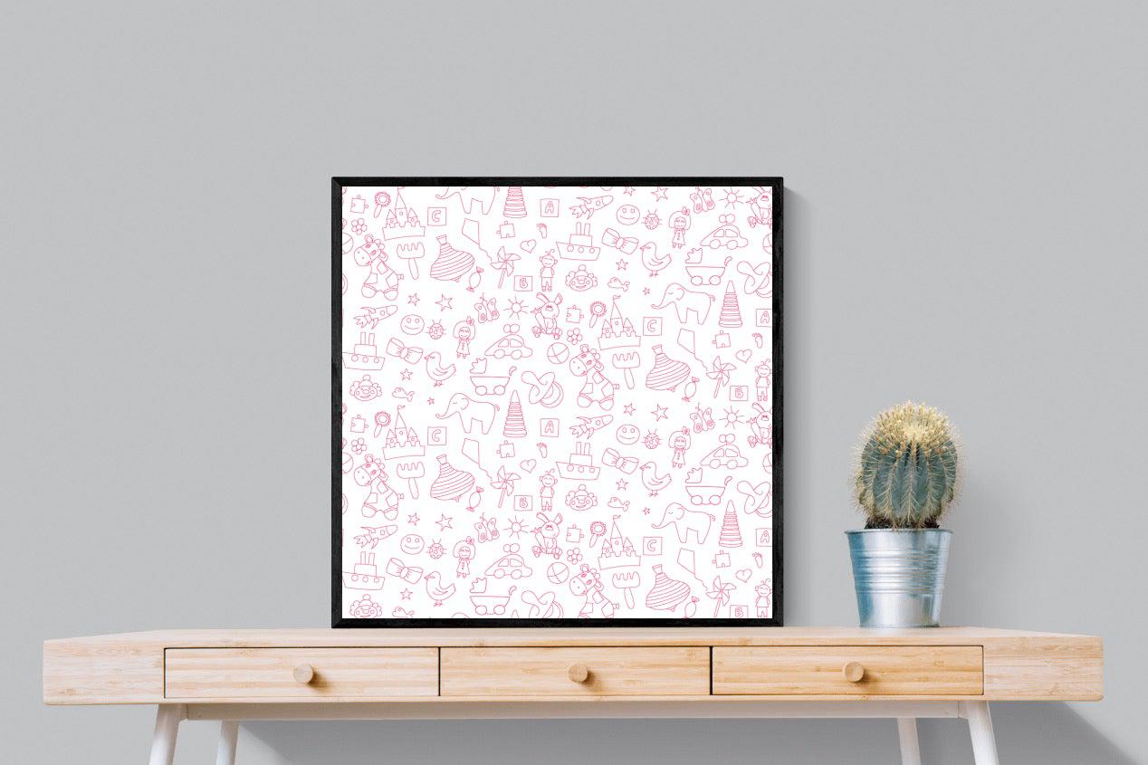 Pink Pattern-Wall_Art-80 x 80cm-Mounted Canvas-Black-Pixalot