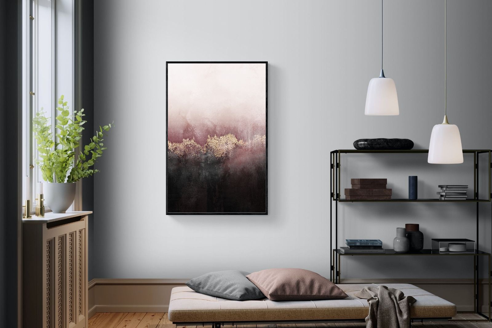 Pink Sky-Wall_Art-100 x 150cm-Mounted Canvas-Black-Pixalot