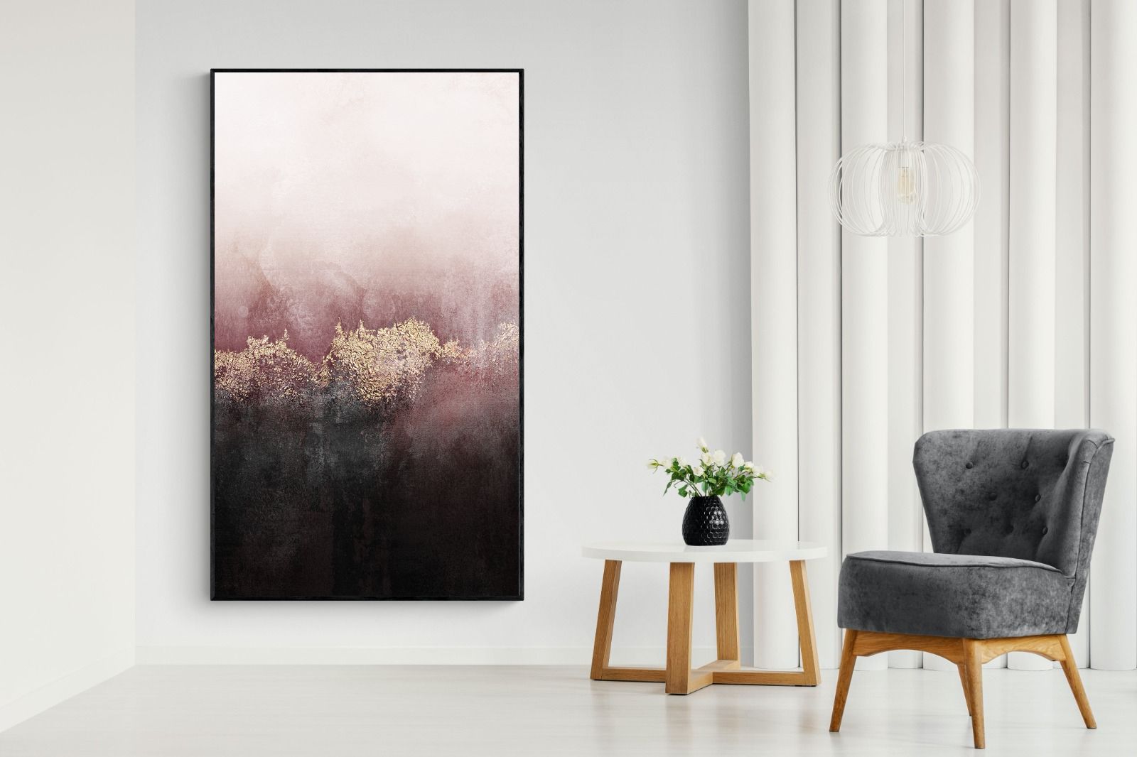 Pink Sky-Wall_Art-130 x 220cm-Mounted Canvas-Black-Pixalot