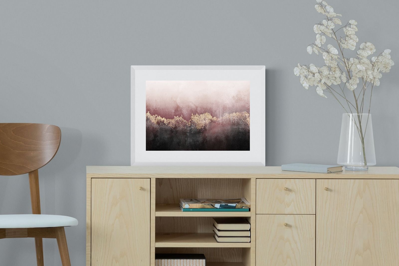 Pink Sky-Wall_Art-60 x 45cm-Framed Print-White-Pixalot