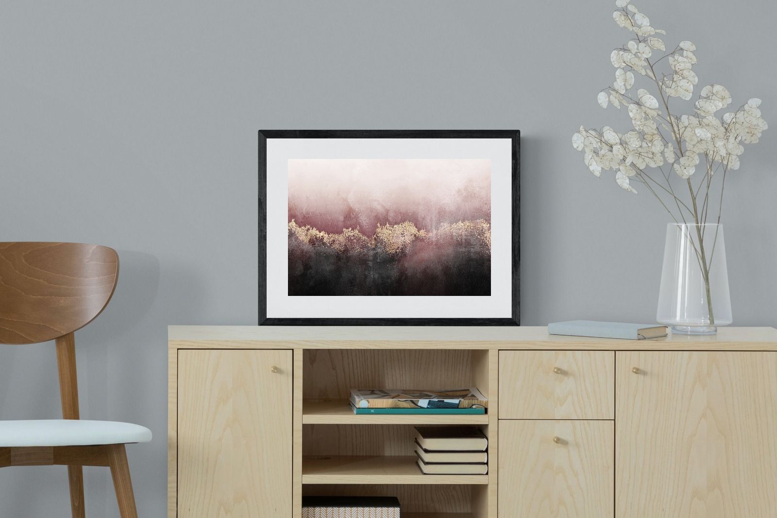 Pink Sky-Wall_Art-60 x 45cm-Framed Print-Black-Pixalot