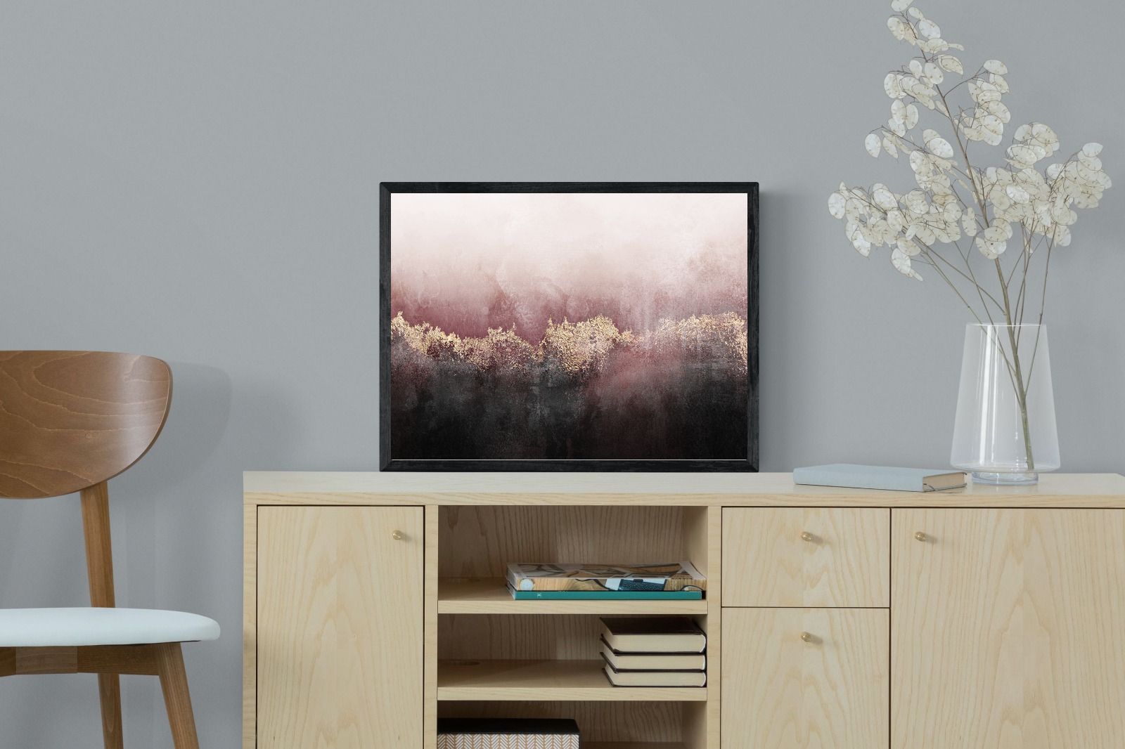 Pink Sky-Wall_Art-60 x 45cm-Mounted Canvas-Black-Pixalot