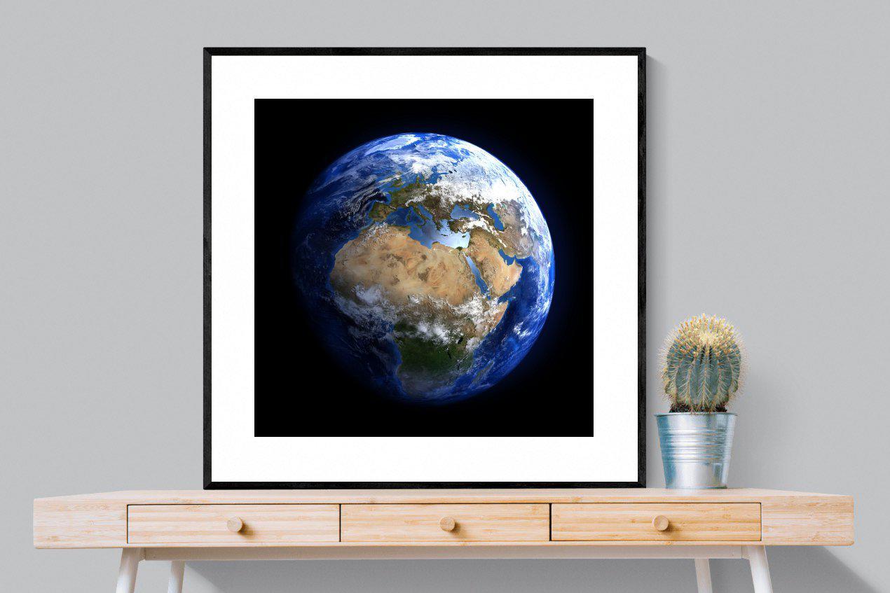 Planet Earth-Wall_Art-100 x 100cm-Framed Print-Black-Pixalot