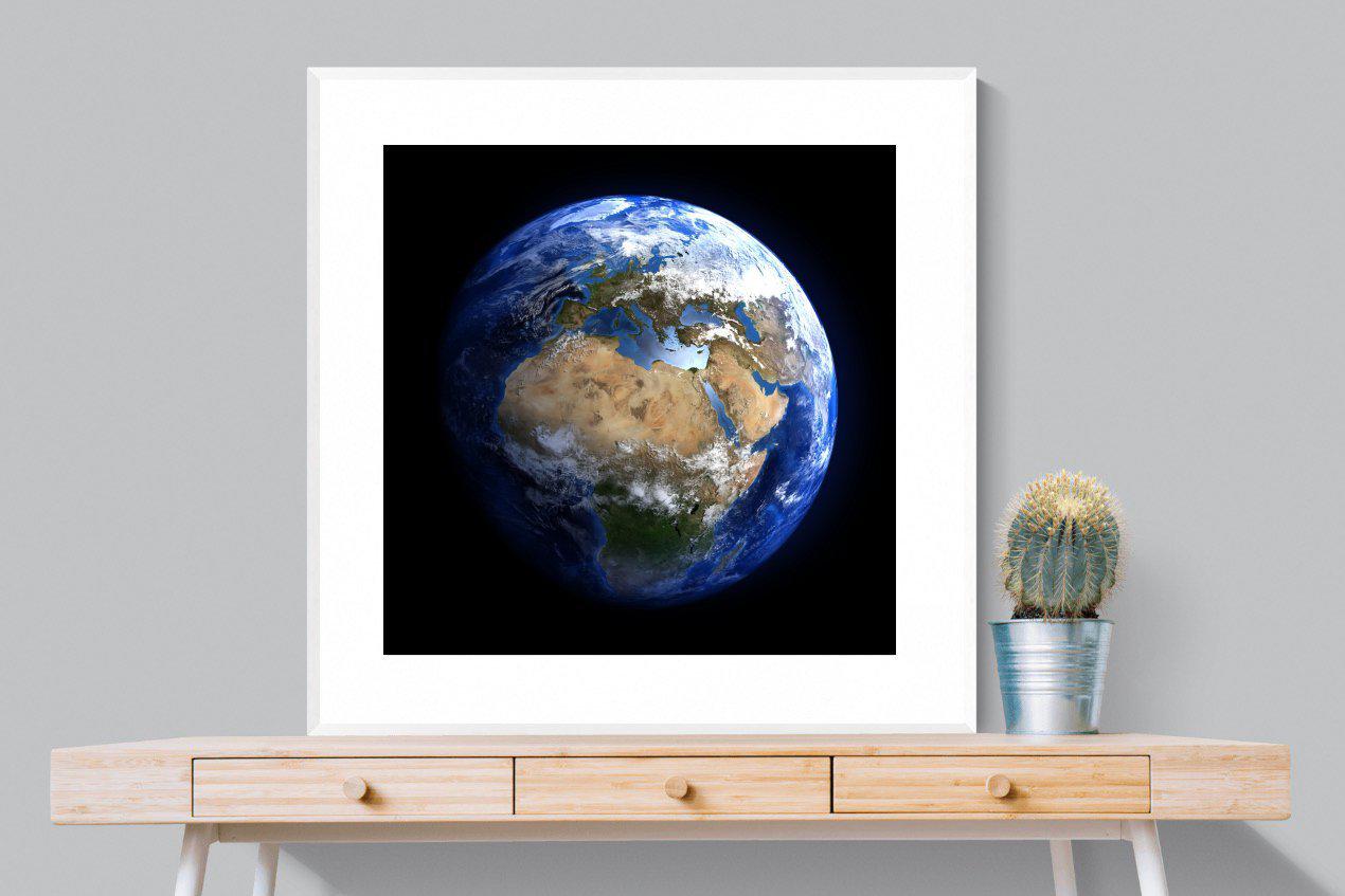 Planet Earth-Wall_Art-100 x 100cm-Framed Print-White-Pixalot