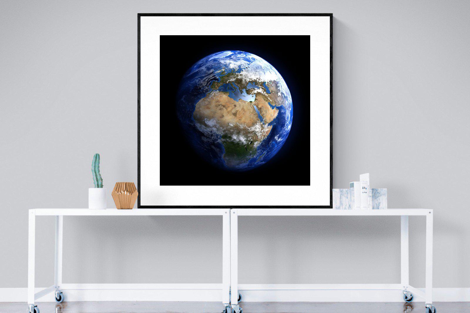 Planet Earth-Wall_Art-120 x 120cm-Framed Print-Black-Pixalot