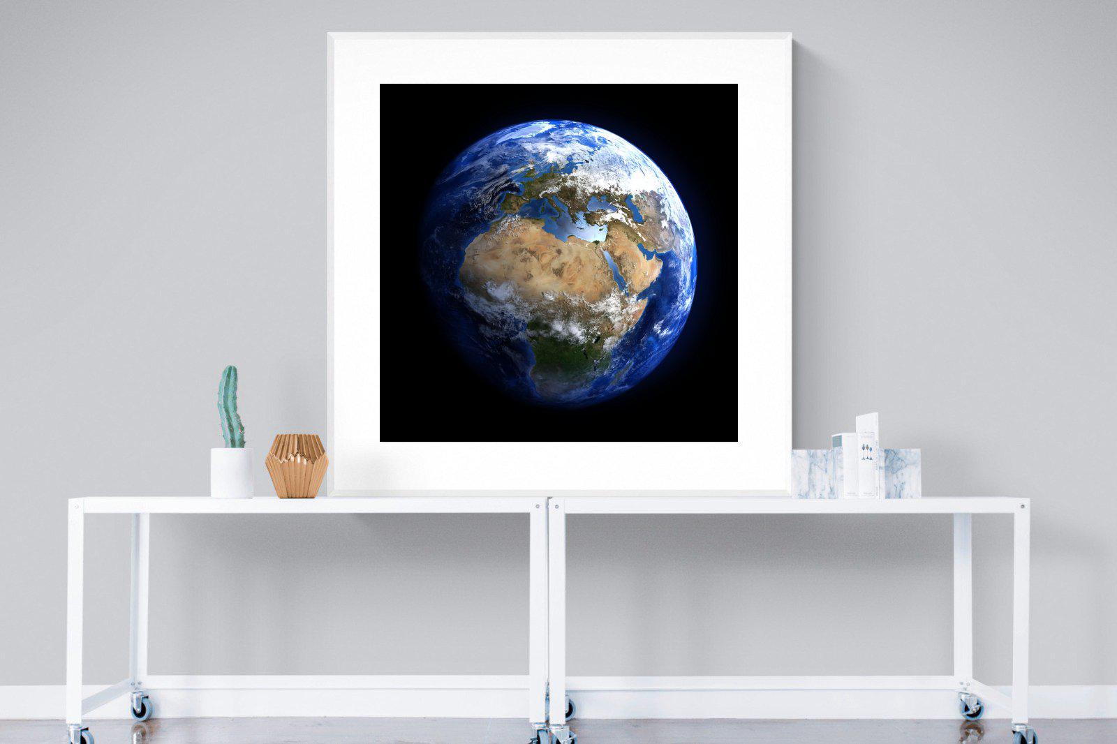 Planet Earth-Wall_Art-120 x 120cm-Framed Print-White-Pixalot