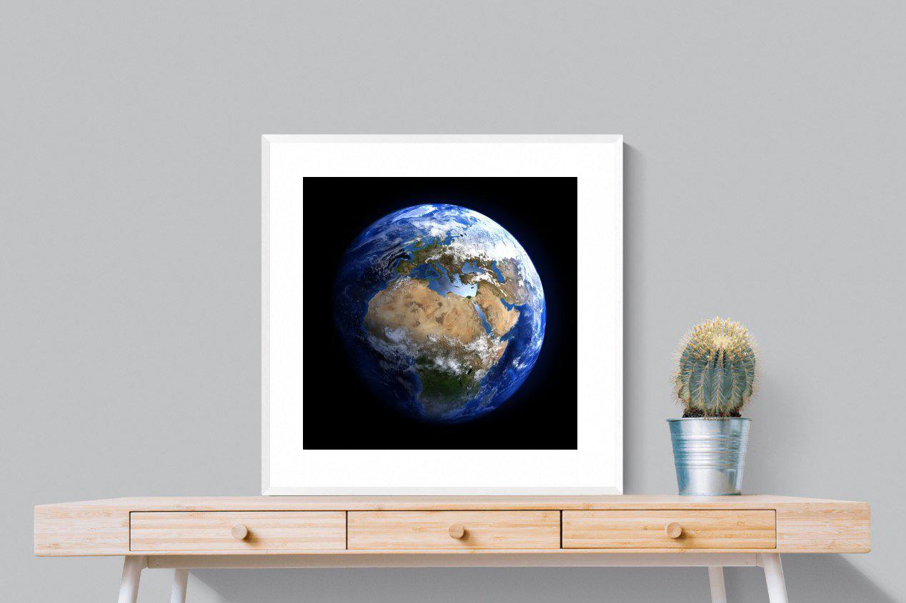 Planet Earth-Wall_Art-80 x 80cm-Framed Print-White-Pixalot