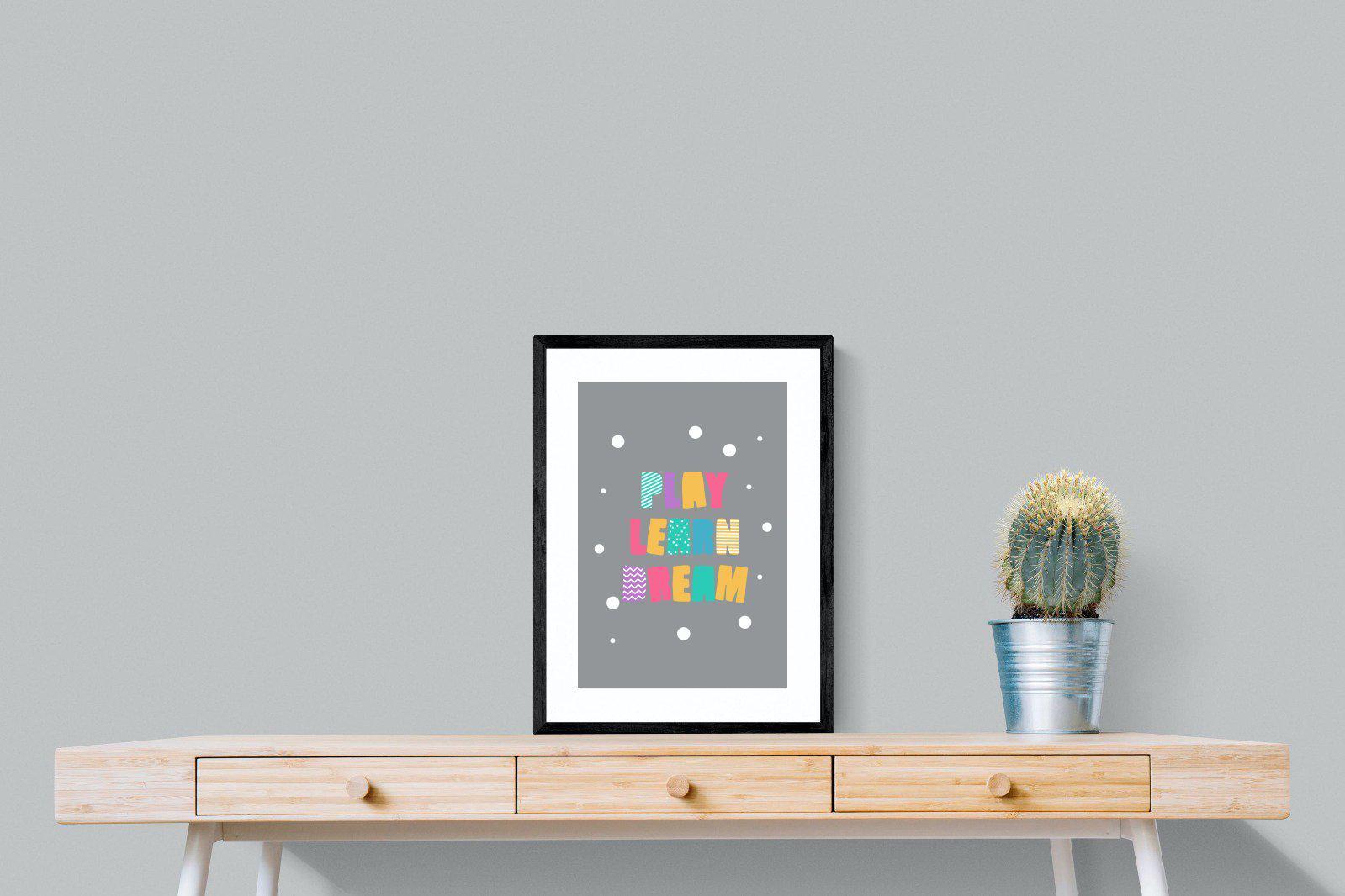 Play, Learn, Dream-Wall_Art-45 x 60cm-Framed Print-Black-Pixalot