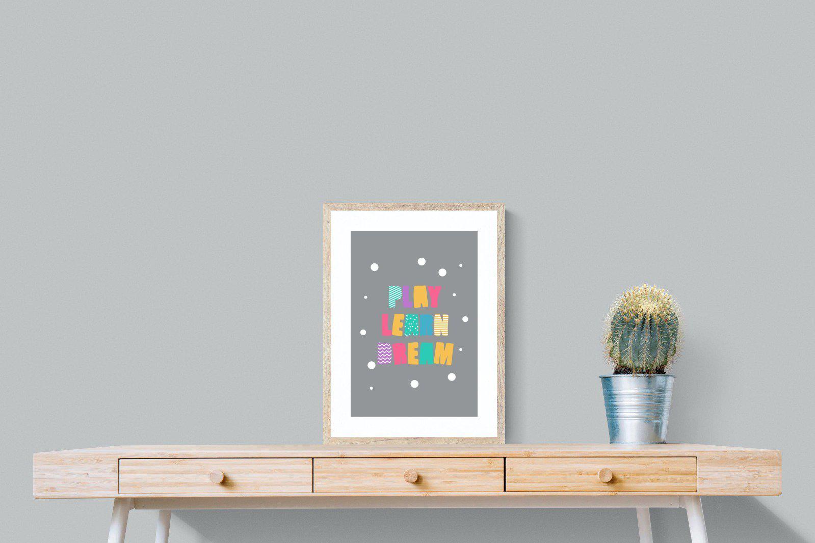 Play, Learn, Dream-Wall_Art-45 x 60cm-Framed Print-Wood-Pixalot