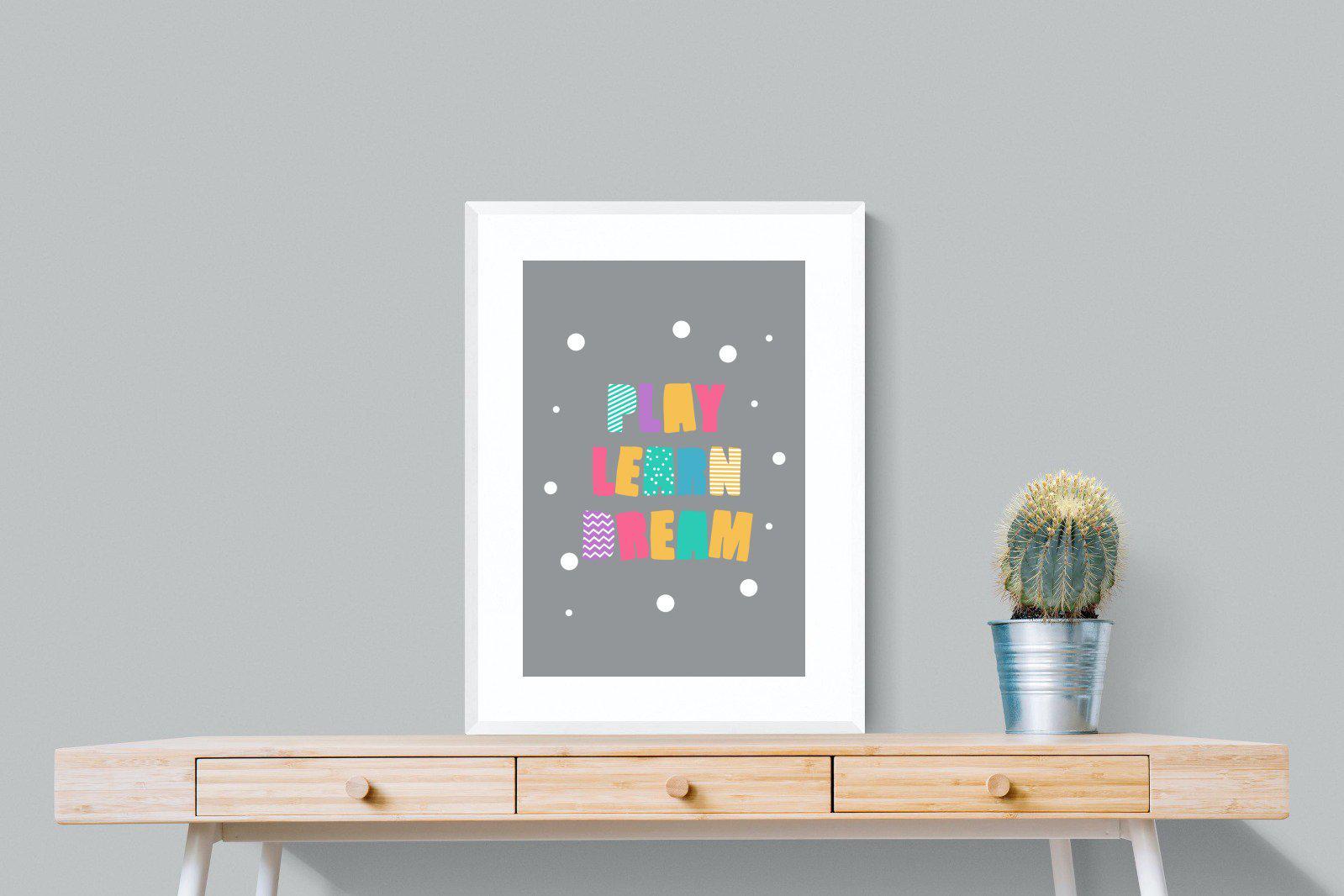 Play, Learn, Dream-Wall_Art-60 x 80cm-Framed Print-White-Pixalot