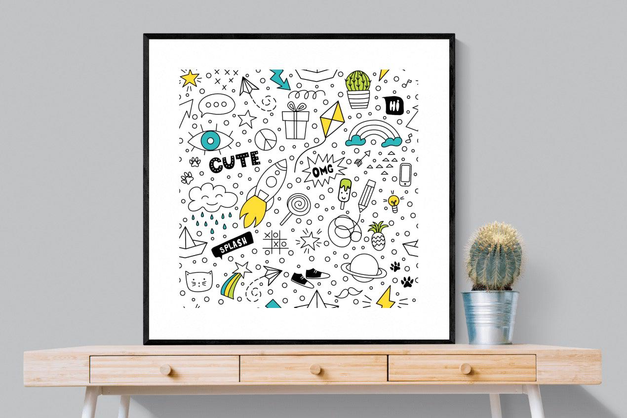 Play Time-Wall_Art-100 x 100cm-Framed Print-Black-Pixalot