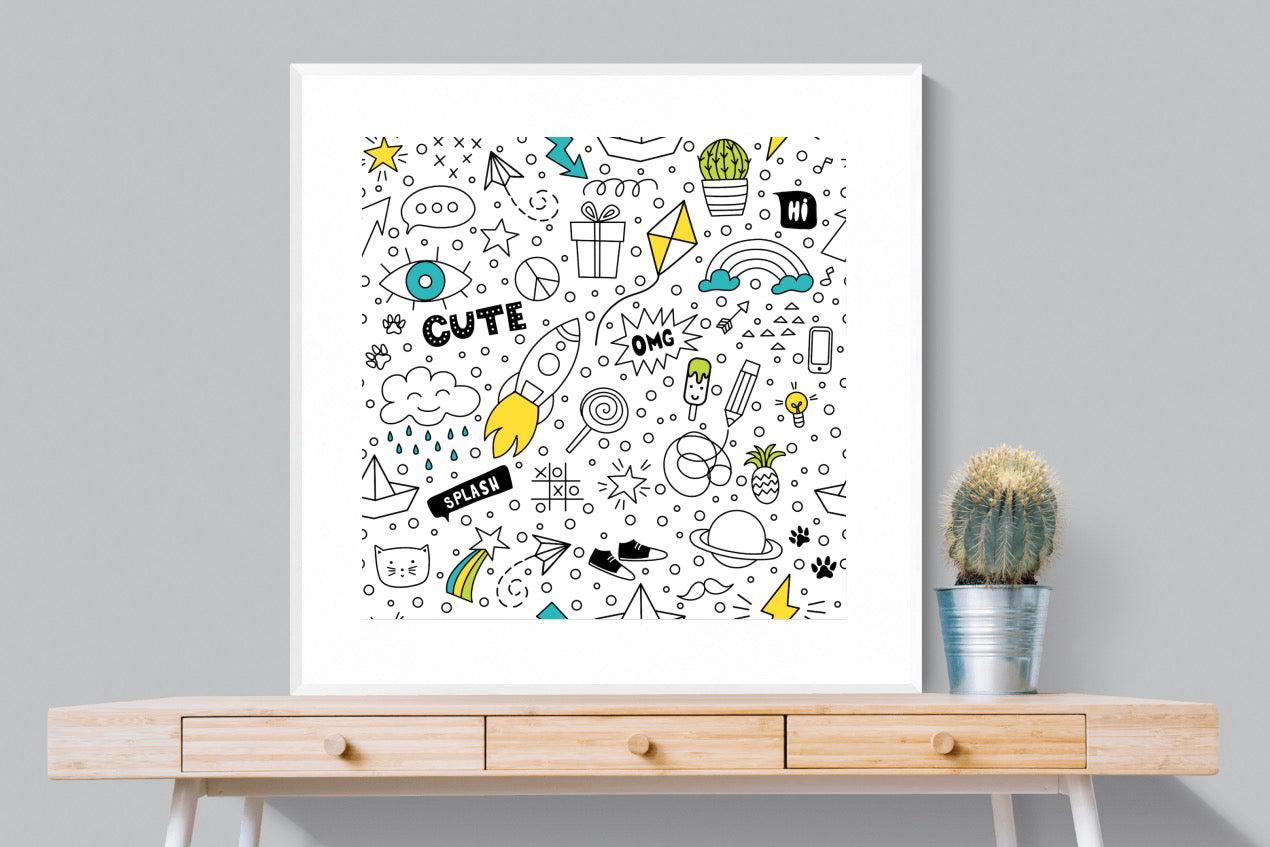 Play Time-Wall_Art-100 x 100cm-Framed Print-White-Pixalot