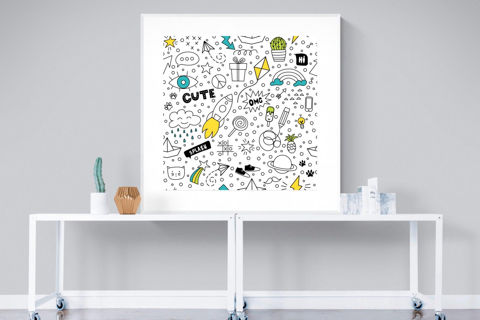 Play Time-Wall_Art-120 x 120cm-Framed Print-White-Pixalot