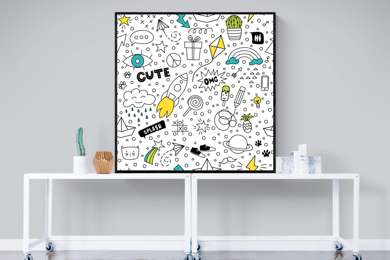 Play Time-Wall_Art-120 x 120cm-Mounted Canvas-Black-Pixalot