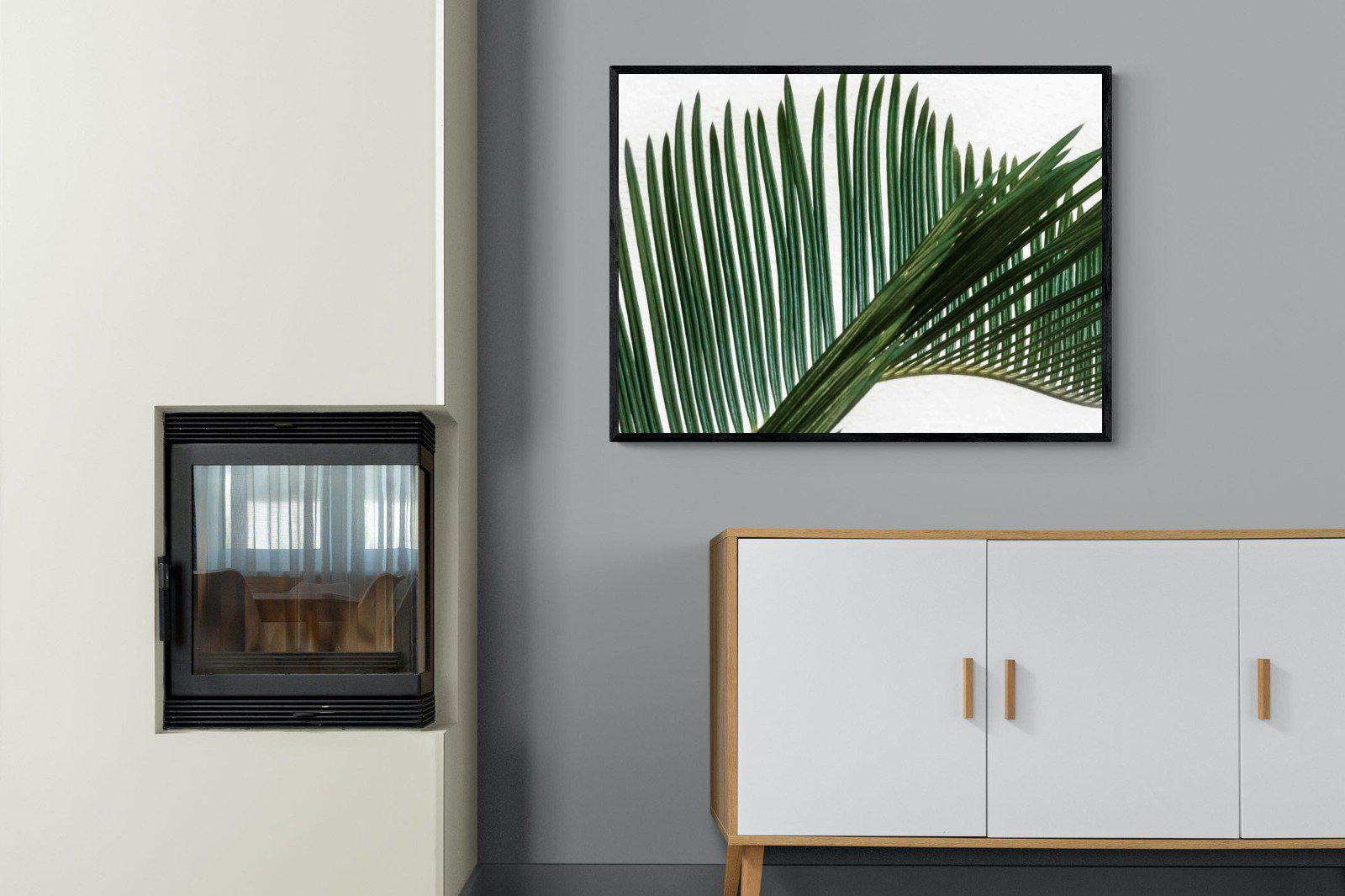 Pointy Frond-Wall_Art-100 x 75cm-Mounted Canvas-Black-Pixalot