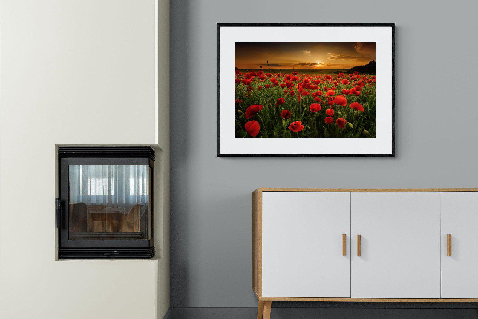 Poppy Fields-Wall_Art-100 x 75cm-Framed Print-Black-Pixalot