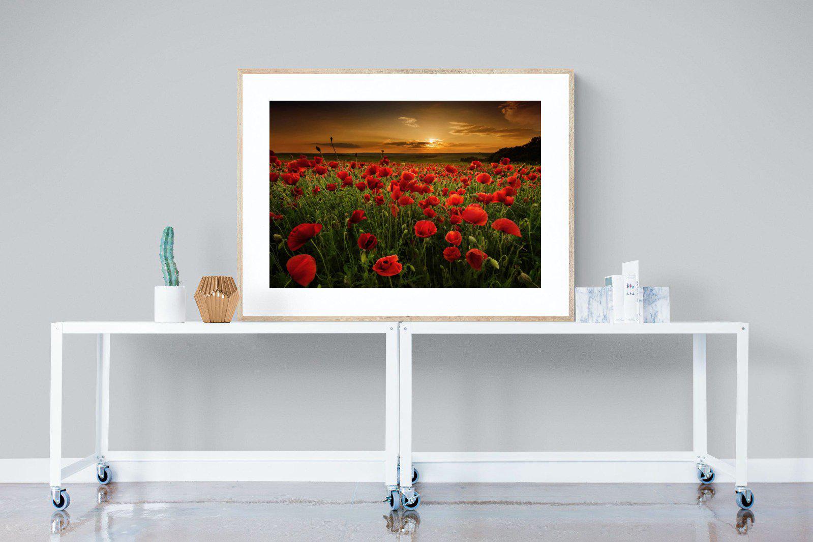 Poppy Fields-Wall_Art-120 x 90cm-Framed Print-Wood-Pixalot