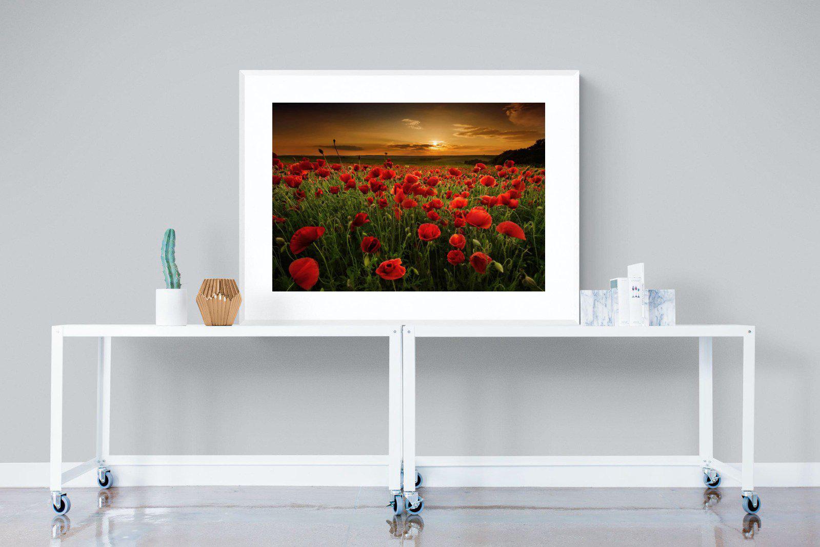 Poppy Fields-Wall_Art-120 x 90cm-Framed Print-White-Pixalot