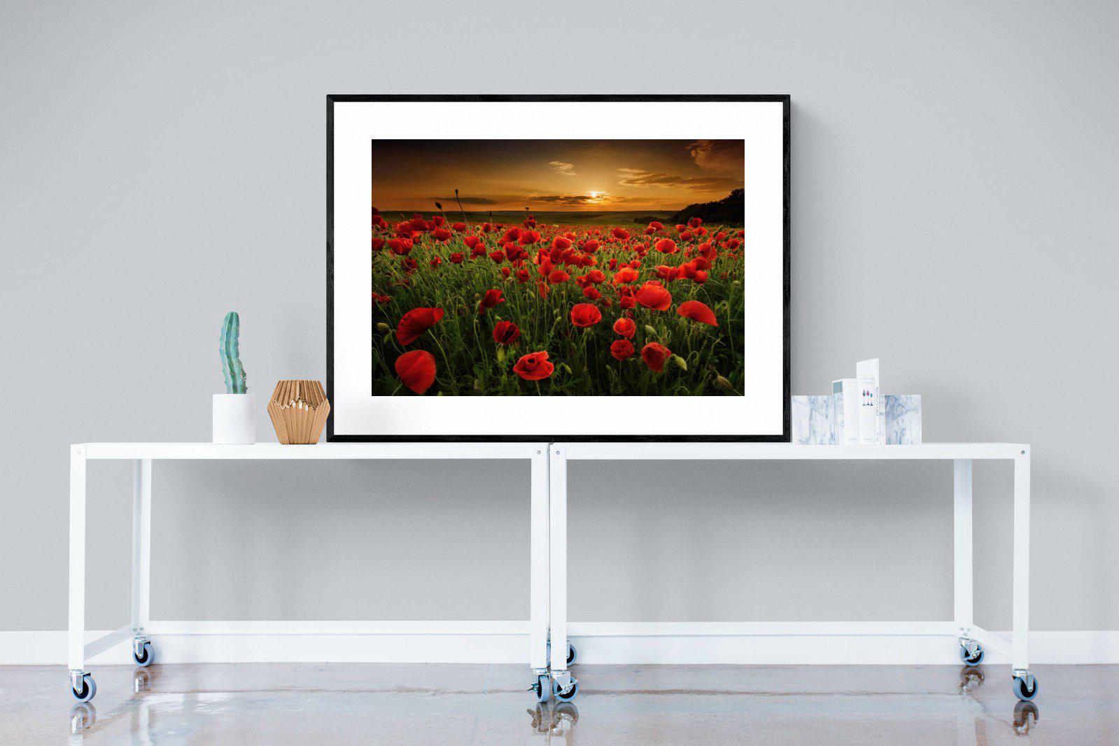 Poppy Fields-Wall_Art-120 x 90cm-Framed Print-Black-Pixalot