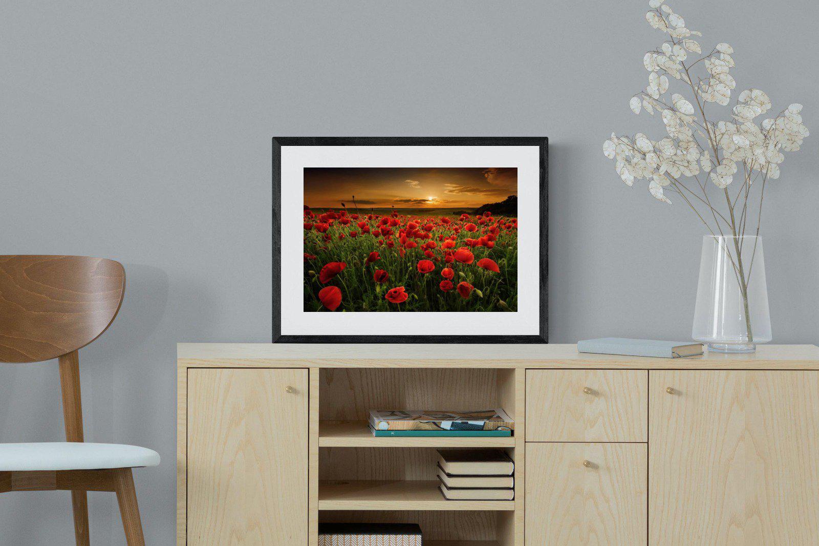 Poppy Fields-Wall_Art-60 x 45cm-Framed Print-Black-Pixalot