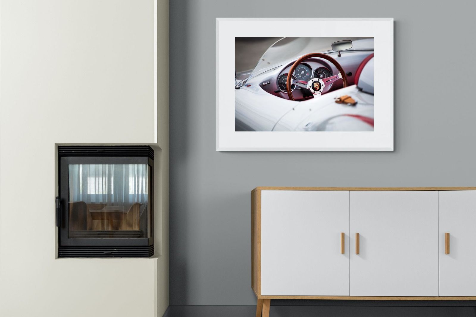 Porsche 550 Spyder-Wall_Art-100 x 75cm-Framed Print-White-Pixalot