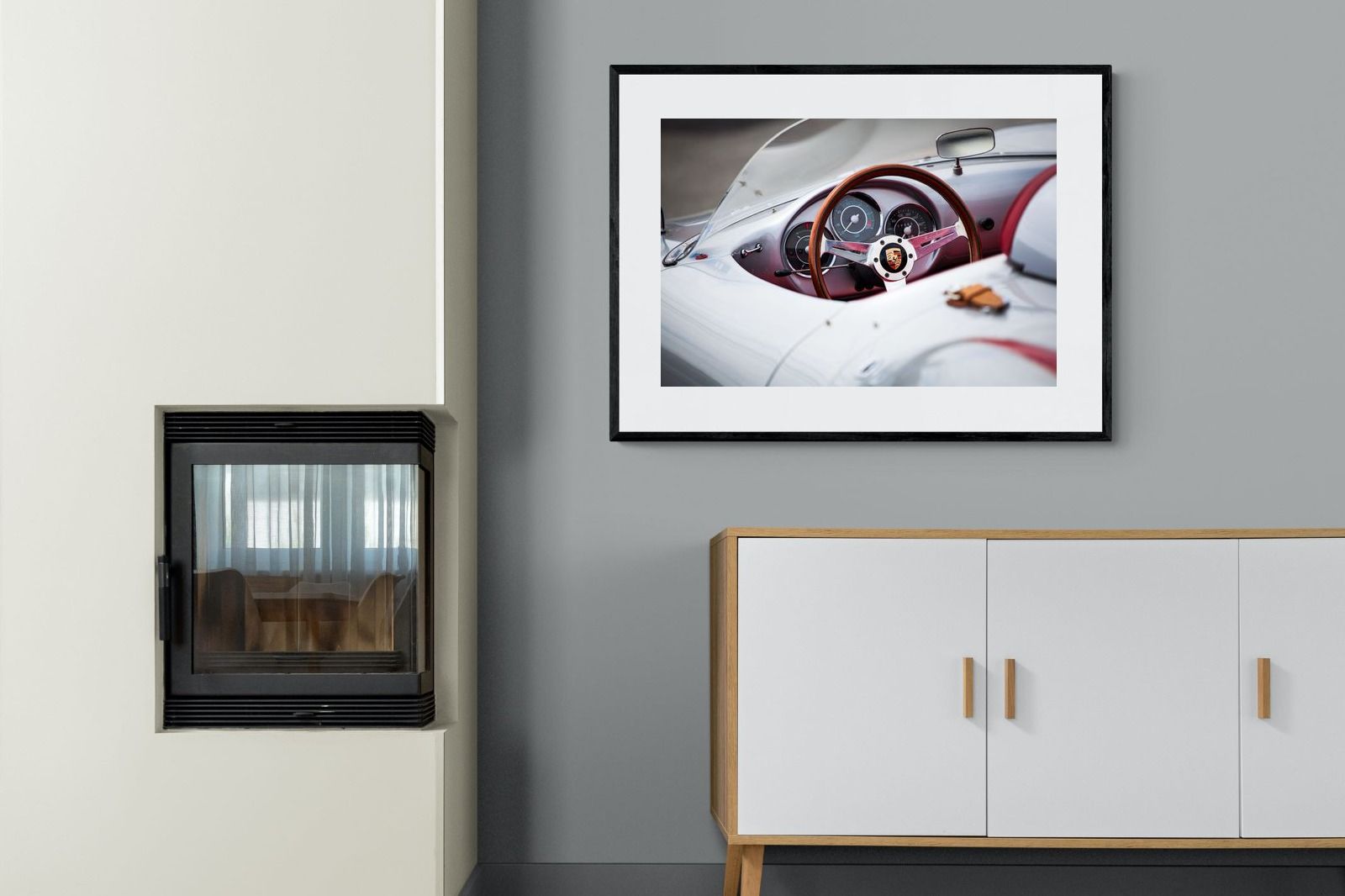 Porsche 550 Spyder-Wall_Art-100 x 75cm-Framed Print-Black-Pixalot
