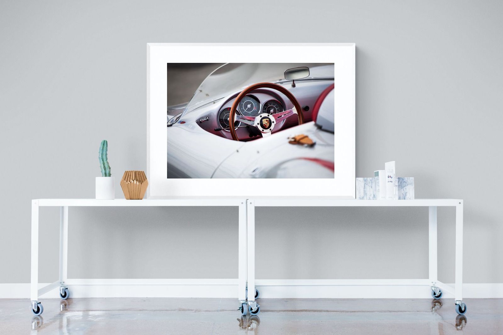 Porsche 550 Spyder-Wall_Art-120 x 90cm-Framed Print-White-Pixalot
