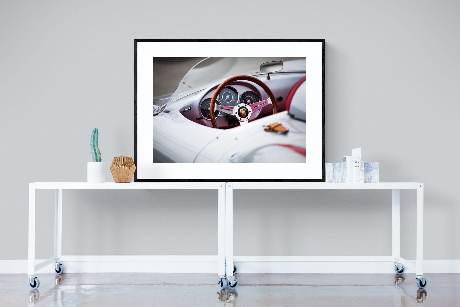 Porsche 550 Spyder-Wall_Art-120 x 90cm-Framed Print-Black-Pixalot