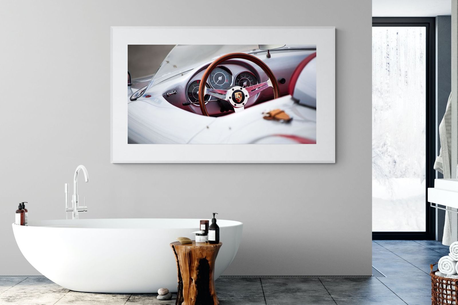 Porsche 550 Spyder-Wall_Art-180 x 110cm-Framed Print-White-Pixalot