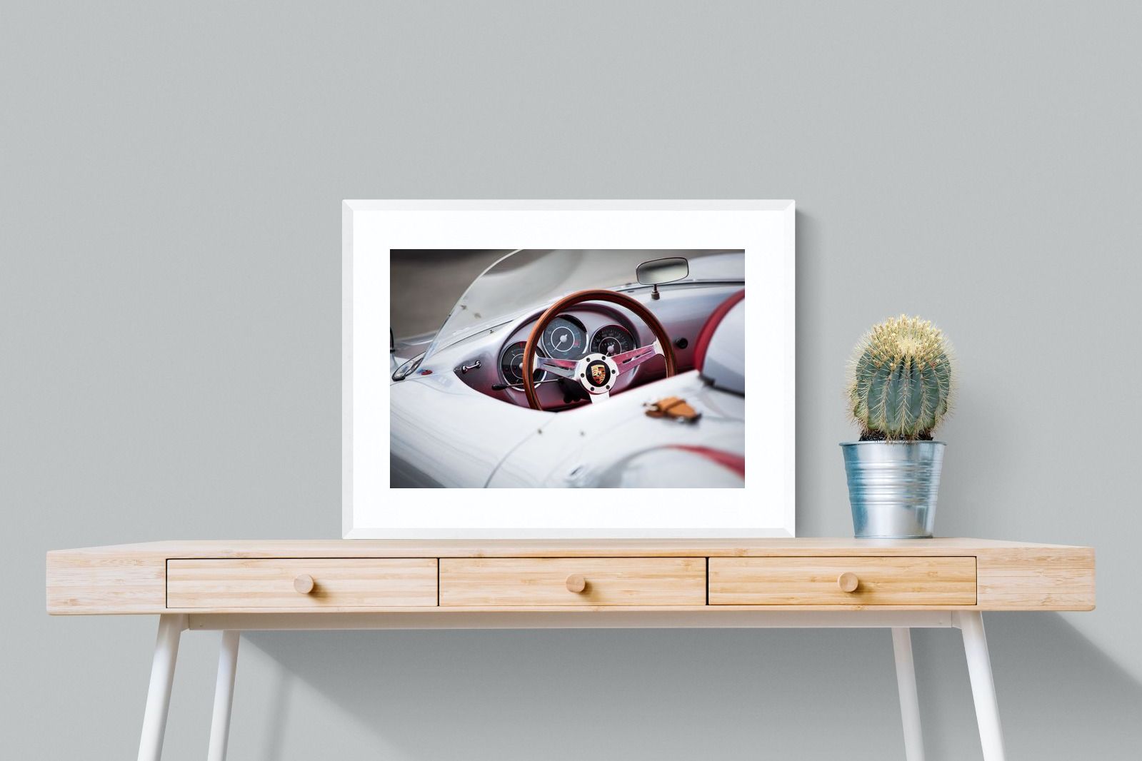 Porsche 550 Spyder-Wall_Art-80 x 60cm-Framed Print-White-Pixalot